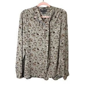 Vintage Fenn Wright Manson Grey Floral Blouse XL